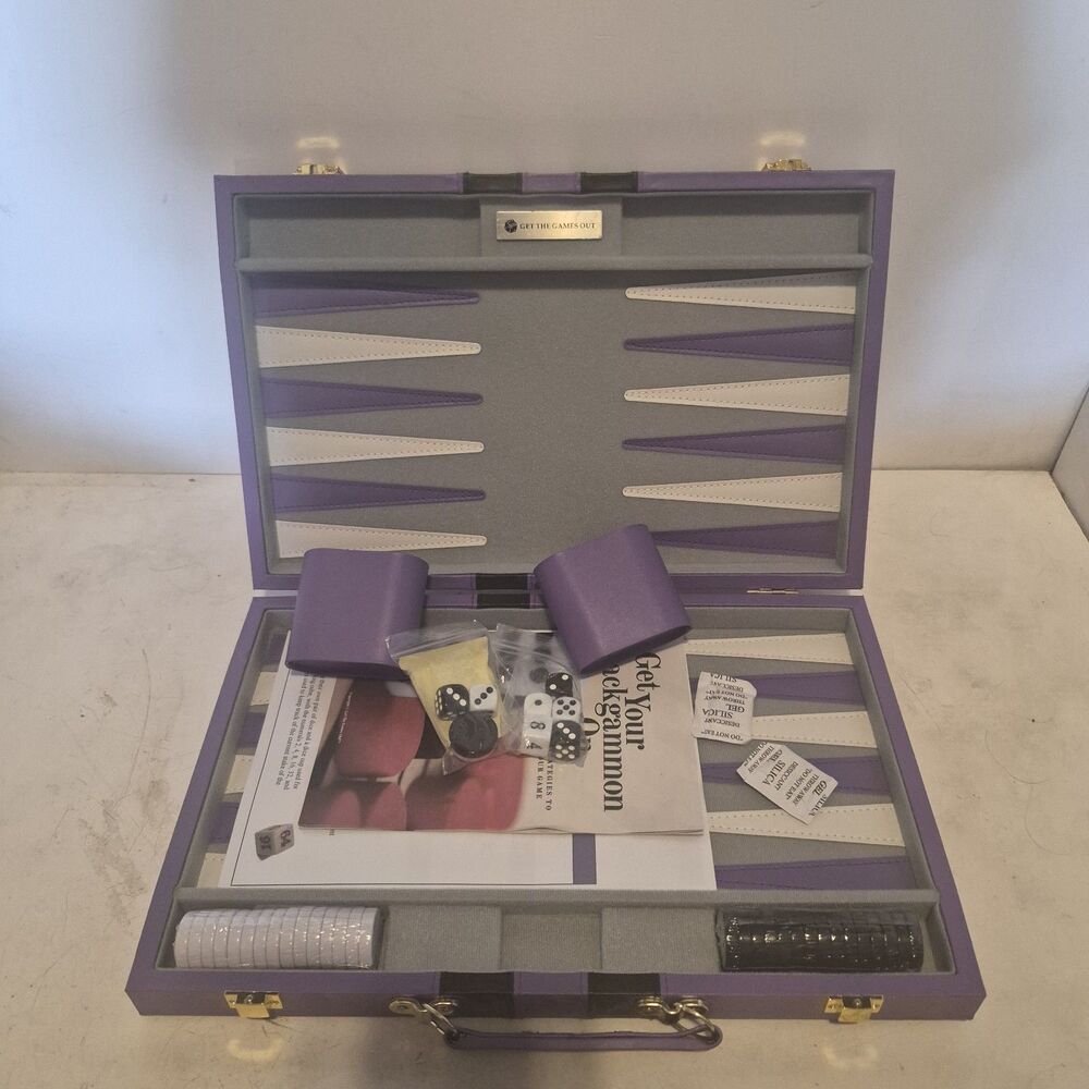 Get The Games Out Medium-Size Purple & Black Backgammon Set-NEW!